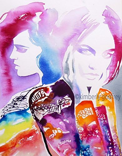 Fashion Illustration Fashionista Watercolour Art Print Original Painting Salon Decor Style Hot Pink Hair Model Interior Design Beauty