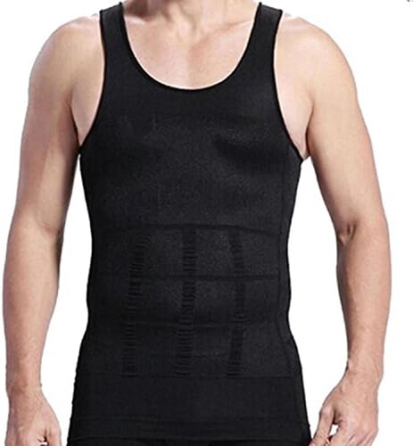 Men Body Slimming Tummy Shaper Vest Belly Waist Girdle Shirt Underwear Shapewear (Black, XL)