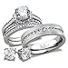 His and Hers Matching Bridal Set Stainless Steel CZ Wedding Rings Set + Free Sterling Silver Earrings - Wedding Rings for Women - CZ Ring Set - Engagement Rings for Women - Couples Rings