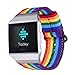 Bandmax Compatible Fitbit Ionic Rainbow Band,Breathable Nylon Watch Strap Replacement Wrist Band Black Plated Clasp Removable Loop Compatible Fitbit Ionic Smart Watch