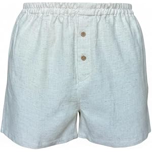 HMPYTIC Men's Hemp Boxer Shorts, Breathable Loose Fit Boxers with Elastic Waistband & Button Fly
