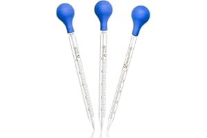 HOAOH Glass Pipettes Set 2x10ml+5ml Glass Graduated Pipettes Dropper with Big Rubber Cap Dropping Lab Pipette Transfer for Liquid Essential Oil