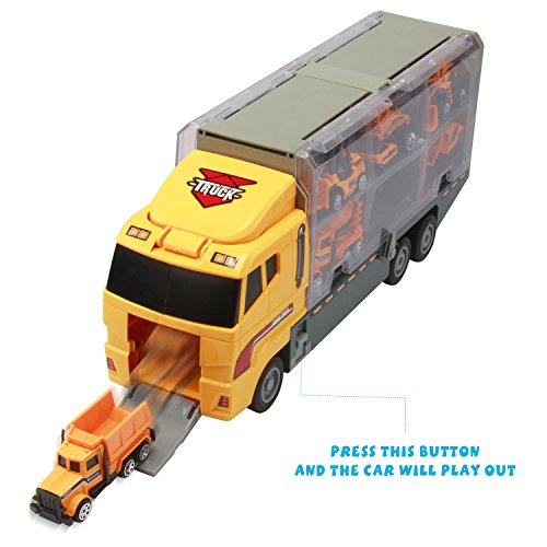 image for Oumoda 11 in 1 Transport Car, Die-cast Construction Truck Vehicle Car