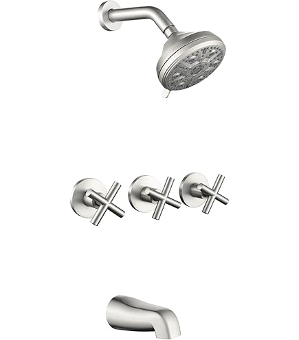 KINGSTON BRASS Legacy Tub & Shower Faucet - 5" Centers, Satin Nickel, Brass Construction - View #8