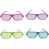 VIGUEUR Plastic Shutter Glasses Shades Sunglasses, 4PCS Neon Glasses (Purple,Green,Red,Blue)