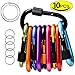 Locking Carabiner, Aluminum D-Ring, Carabiner Keychain Hook Clip for Outdoor, Camping, Hiking, Traveling, Backpack (10 Pcs+5 Key Rings+2 Wire Keychain Cable)