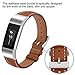 iGK Leather Replacement Bands Compatible for Fitbit Charge 2, Genuine Leather Wristbands New Brown with Metal Connectors