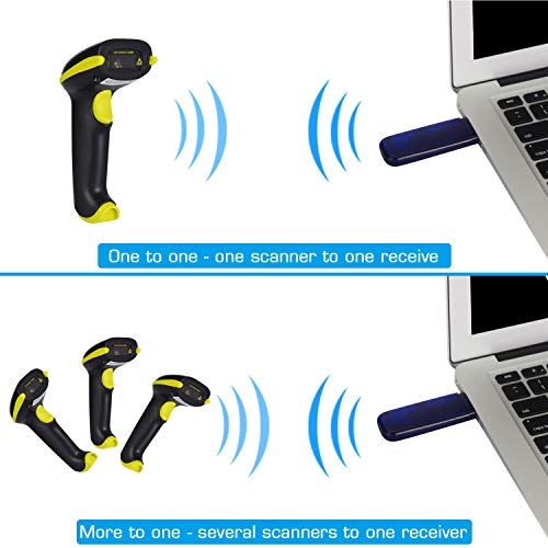 Esup Wireless Barcode Scanner 2-in-1 Wireless & USB 2.0 Wired Handheld 1D Barcode Reader with USB Receiver and Stand (Wireless & USB 2.0 Wired)