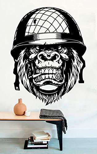 Advanced store Wall Vinyl Decals Monkey in Helmet Soldier Army Gun Weapon Vinyl Decor Stickers MK7858