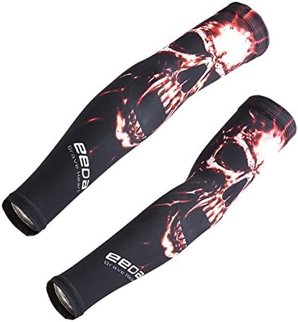 Cooling Arm sleeves - Cooler Cycling Sleeve with Sun Block UV Protection - Hand Sleeves Cover for Outdoor Bike Hiking Golf Basketball Baseball Sports (Large, Black)
