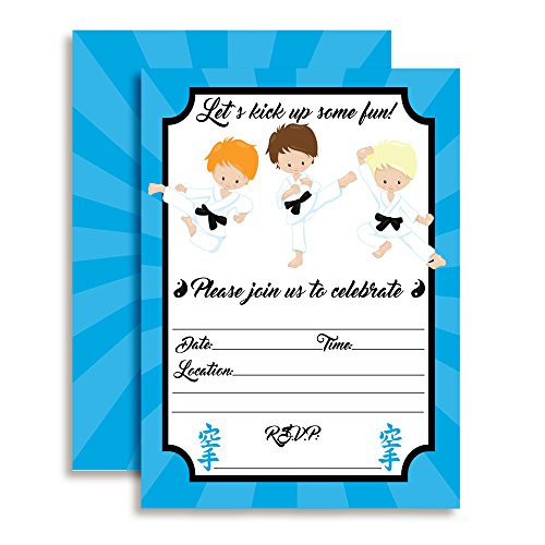 Karate, Tae Kwon Do, Martial Arts Boys Birthday Party Invitations, 20 5