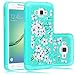 Core Prime Case, Galaxy Prevail LTE Case, Heng Tech (TM) Flower Design Studded Rhinestone Crystal Bling Hybrid Armor Defender Case Cover for Samsung Galaxy Core Prime