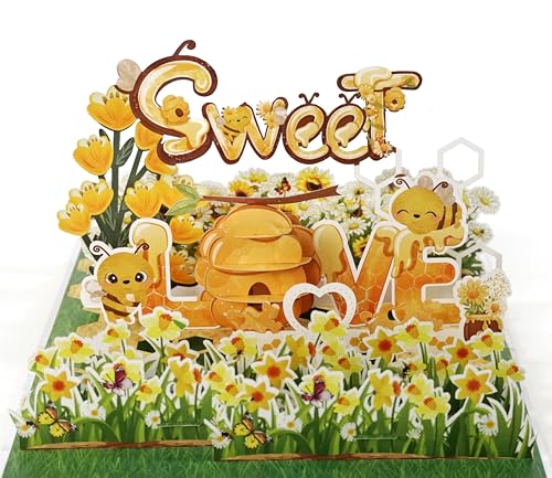CUTPOPUP The Bees Love – 3D Anniversary Card, Wedding Anniversary Card, Birthday Card, Wedding Greeting Card, Gift Card, Original Gifts for Women (Bees Love) US8-LO146ES