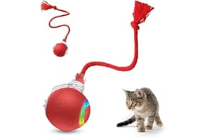 Mucpad Interactive Cat Toy,Cat Toys for Indoor Cats,Automatic Ball Toy,Upgraded Speedy Tail Moving Cat Chase Ball Toy,Kitten Toy for Bored Indoor Adult Pets (Red)