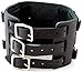RoseCo Wide Black Leather Tri Clasp Cuff Wrist Watch Band