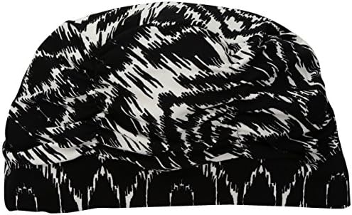 Hats for You Women's Shirred Chemo Cap, Black/White, One Size