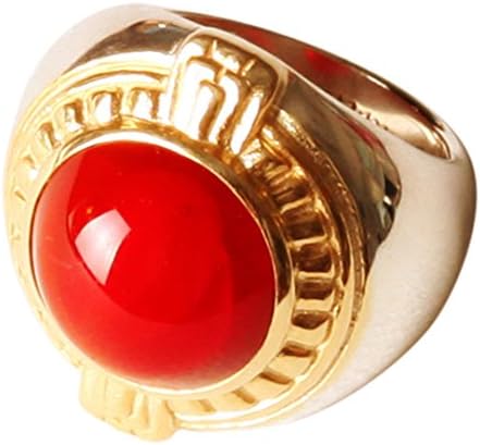 YUWEI 24k Gold Plated Rimmed Ring with Natural Semi-Precious Stone