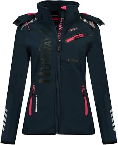 Geographical Norway Giacca Softshell Donna Tassima - Con Cappuccio Rimovibile, Leggera E Antivento - Grigio Chiaro, L