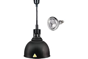 JIAWANSHUN Food Warmer Lamp Food Heat Lamp Warmer Bulb 250W Commercial Food Warmer Adjustable Hanging Food Heat Lamps Heating Lamp Restaurant Food Service Food Warming Pizza Warmer (Black) 110V