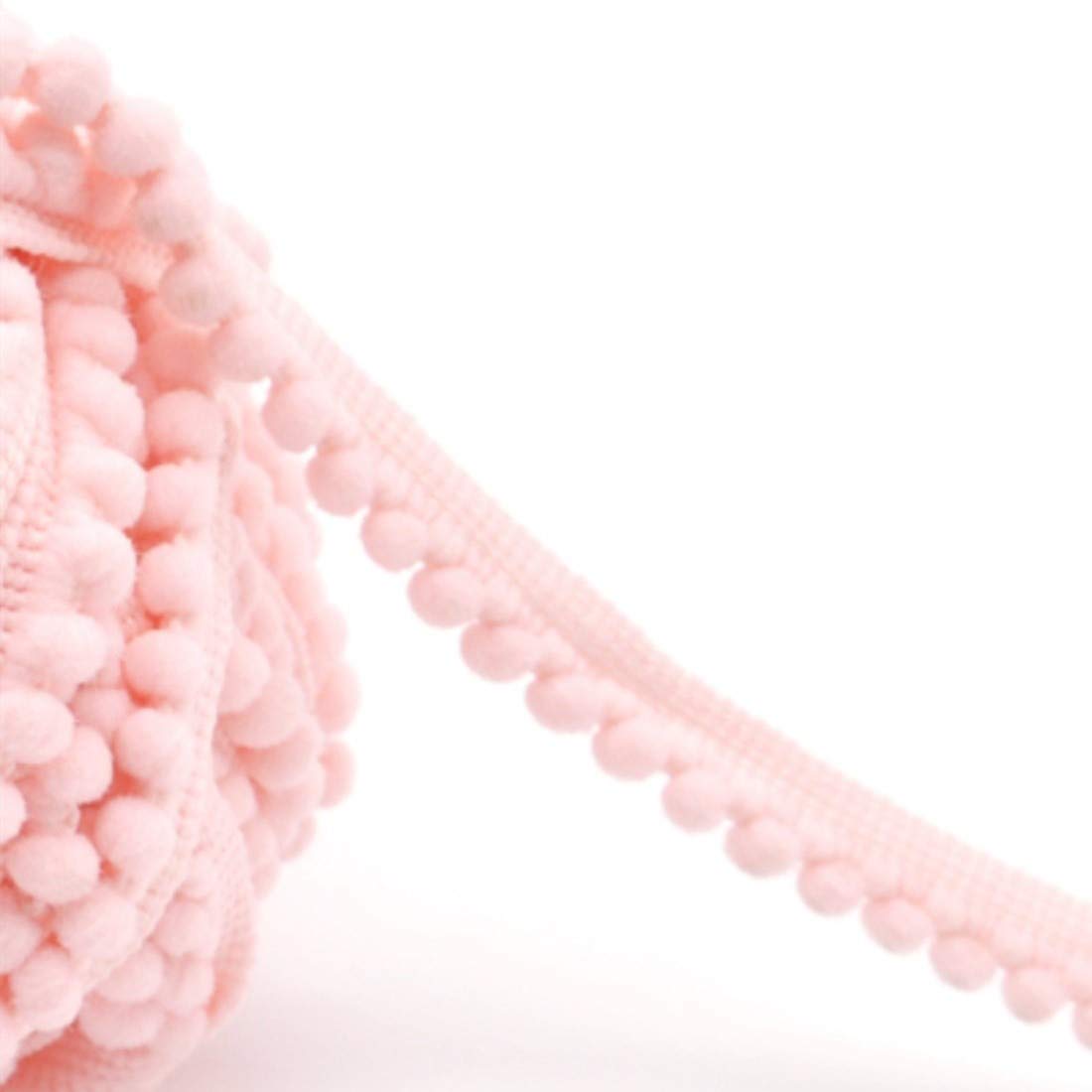 18 Yards Mini Pom Pom Ribbon Trim, Sewing Pom Poms Lace (Baby Pink)
