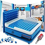 Daily Delux English Version #00 Capsule Holder with Improved Tamper (Includes Free Pill Box & Screwdriver), 100 Holes Tray for Capsules, Filling Tools (Blue #00)