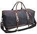 IBLUE Oversized Pu Leather Trim Travel Tote Duffel For Men,Weekend Shoulder Bag Weekender Overnight Carryon Handbag Durable Water-proof Bag,#B003 (Pu Leather Black Color)