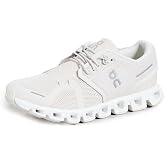 On Women's Cloud 5 Sneakers, Pearl/White, 5.5 Medium US