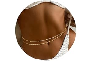 REVOLIA 2Pcs 18K Gold Plated Waist Chains for Women Layered Belly Chains Gold Pearl Beaded Chains for Waist Sexy Bikini Summer Beach Adjustable Body Chains Jewelry