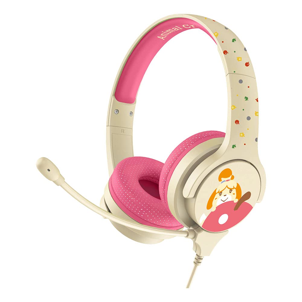 Animal Crossing NINTENDO Isabelle Interactive Study Premier Children's Headphone with Boom Microphone, 3 Years and Above, Cream/Pink (AC0848)