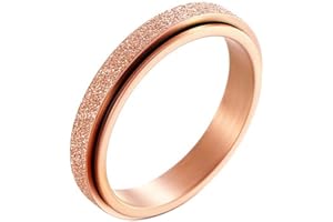 PAURO Women's & Men's 2mm/4mm/6mm/8mm Stainless Steel Multi Colors Sandblast Finish Lucky Worry Ring Band
