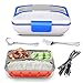 YOUDirect Car Use Electric Heating Bento Lunch Box - Portable Meal Heater Car Plug Food Warmer Stainless Steel Heating Food Container Leak-Proof Food Boxes (Blue)