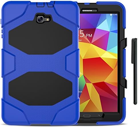 Samsung Galaxy Tab A 10.1 Case(SM-T580),3in1 Slim Heavy Duty Shockproof Hybrid Rugged Three Layer High Impact Resistant Body Protective Cover with Screen Protector + Stylus Pen - Blue