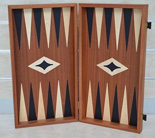 Manopoulos Mahogany Wood Backgammon Set - Handmade in Greece
