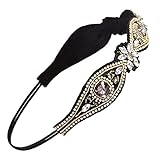 Sanwood Elegant Luxury Boho Handmade Crystal Rhinestone Jewelry Beads Bridal Wedding Evening Pageants Proms Birthday Christmas Gift Headband (Black)