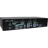 Rextron HDMI 1.4 KVM Switch for 2 Computers 2 Monitors, Full-Frame PBP | 4K@30Hz, EDID Management, HDCP 1.4 Compliant, Vertical and Horizontal Modes, Mouse Roaming, Hotkey Controls, MBAG-312