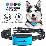 Bark Collar by Pawious - Humane No Shock Rechargeable Anti Barking Collar for Small and Medium Dogs - 4 Color Faceplates, No Harmful Prongs, Beep + Vibration, 7 Sensitivity levels