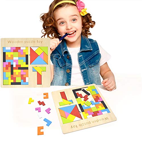 GEMEM 3 in 1 Wooden Tetris Puzzle Brain Teasers Toy Tangram Jigsaw Intelligence Colorful Wood 3D Rus - //coolthings.us