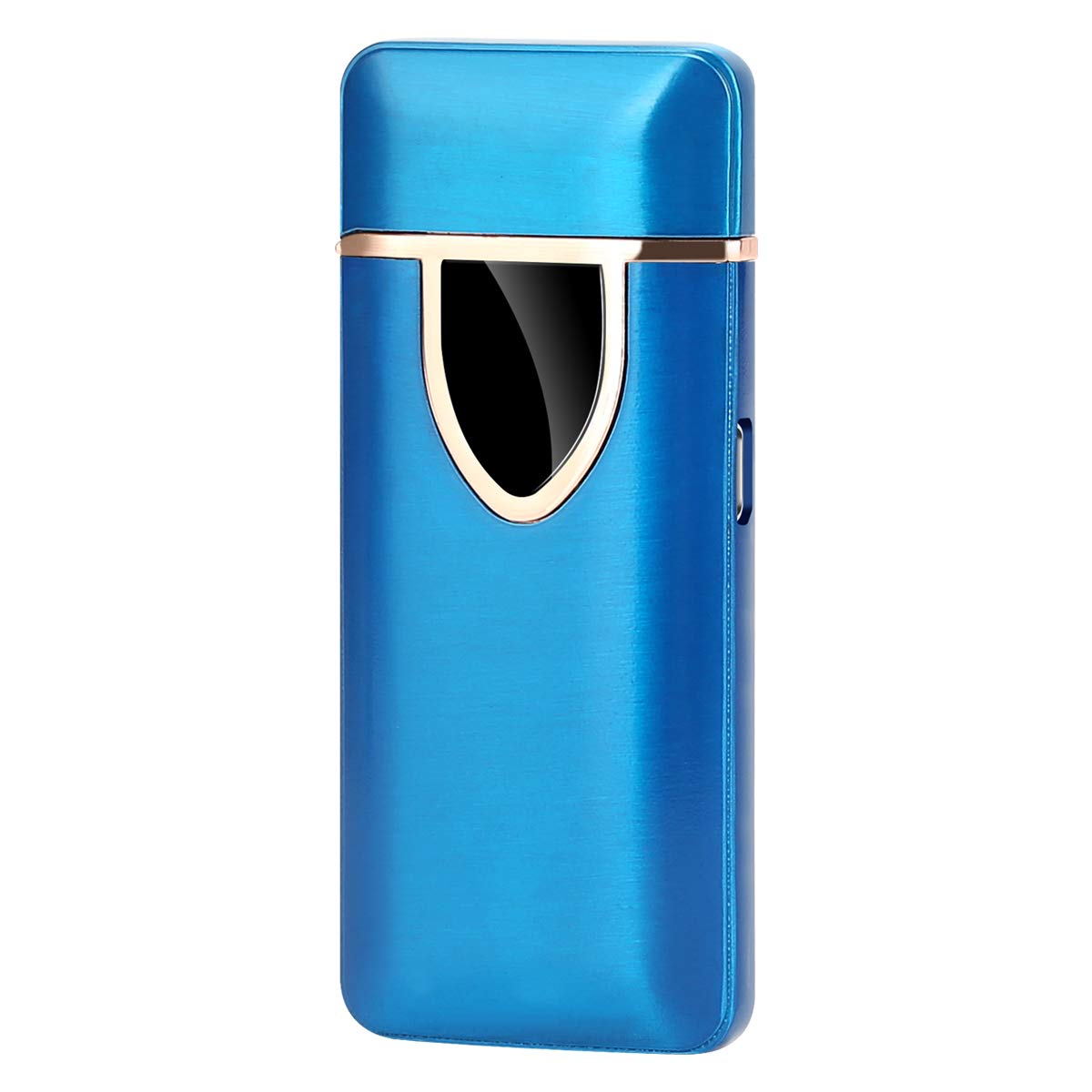 Kivors USB Rechargeable Electric Lighter Double Sided Arc Lighter Battery Light Tungsten Turbo Windproof Flameless Lighter with Smart Touch (Blue)