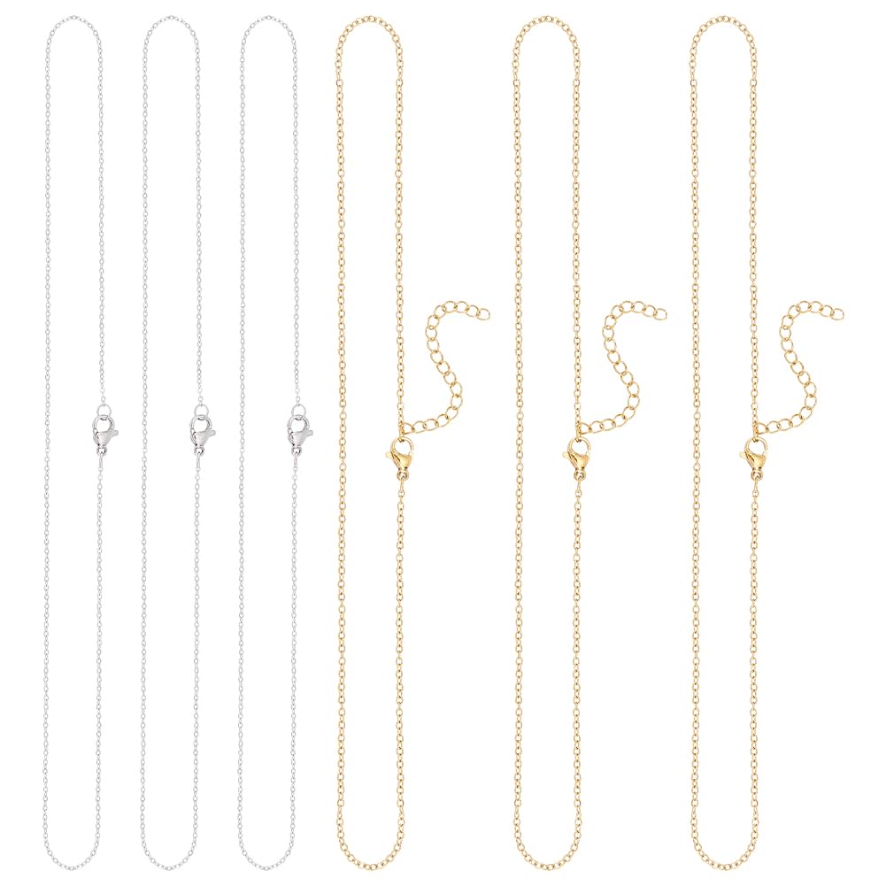 UNICRAFTALE 20Pcs 2 Colors 40~40.5cm Necklace Chains Stainless Steel Link Cable Chain Necklace with Lobster Claw Clasps for Jewelry Making