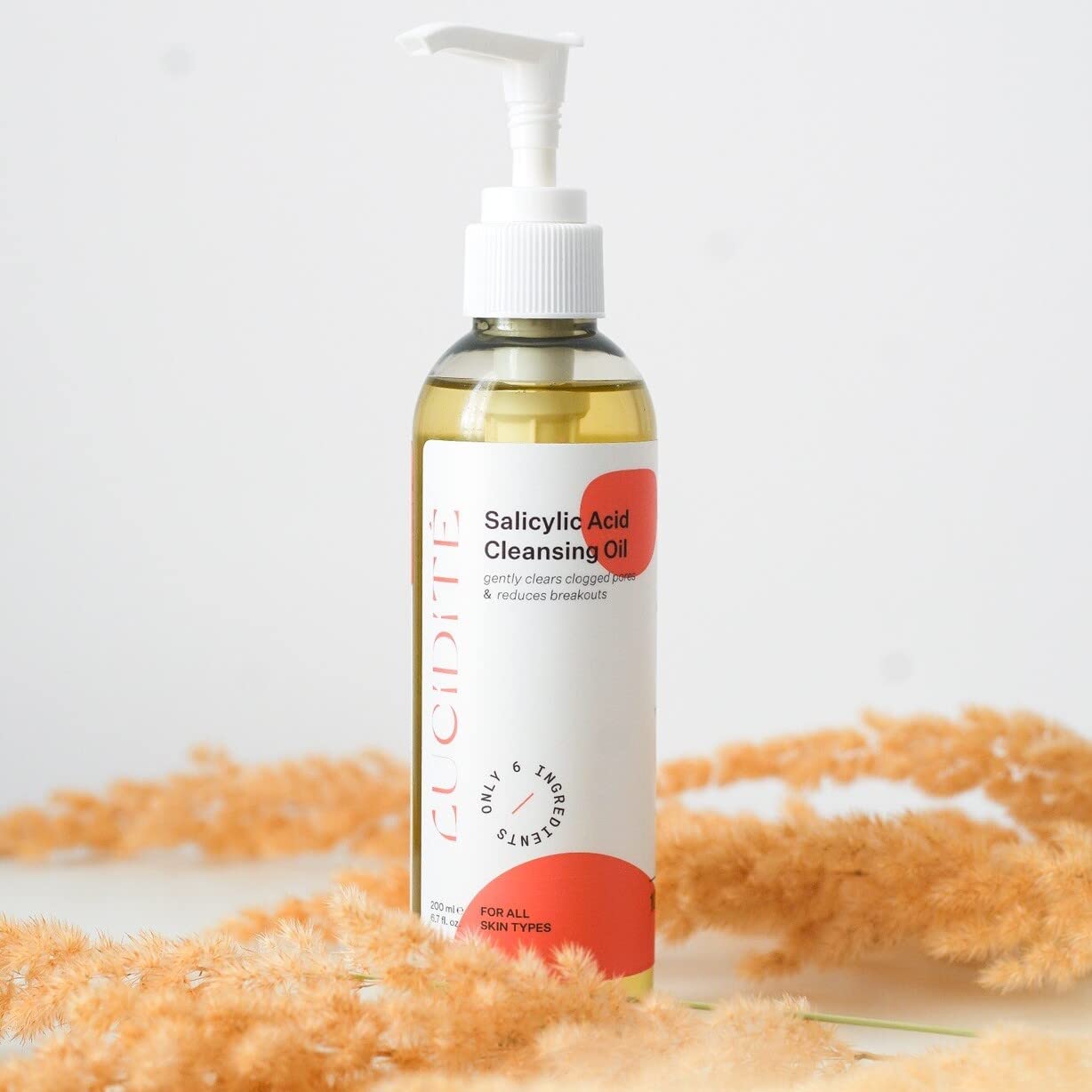 Lucidité Salicylic Acid Cleansing Oil 200ml | 100% Recycled Bottle | 100% Vegan | 6 Ingredient BHA Cleanser | Makeup & Blackhead Removal | Soap Free