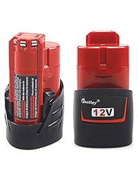 2 Paquete TenMore 12V 2500mAh Batería de repuesto para Milwaukee 12Volt M12 2.5Ah 48-11-2411 48-11-2420 48-11-2430 Herramientas inalámbricas