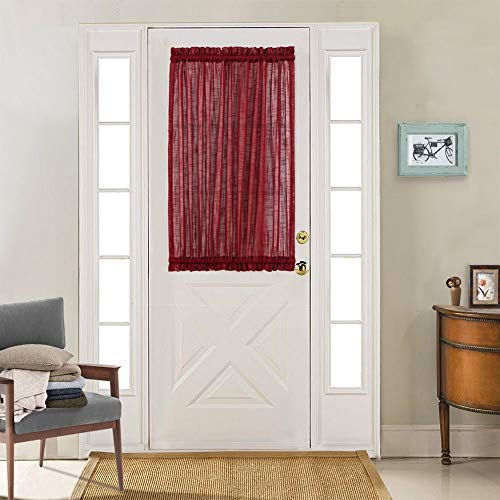 Linen Textured French Door Panel Curtains Open Weave Sheer French Door