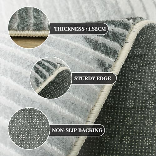 ASIinnsy Rugs for Living Room Soft Modern Abstract Carpet Non-Slip Bedroom Rug Large Short Pile Area Rugs Home Decor (Geometric Grey White, 200 x 250 cm)
