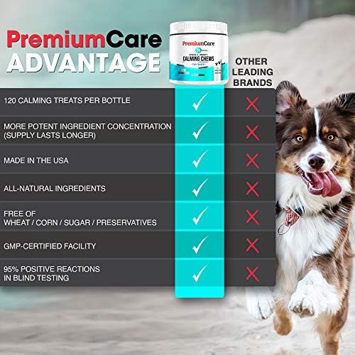 [PremiumCare] 강아지 불안,분리,짖음,스트레스,천둥번개 도움 간식Made In USA - 120 Chews