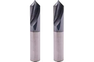 SEFHLI Solid Carbide Spotting Drill Set(2Pcs, 1/2" Spot Drill) - AlTiN Coated, 2 Flute, 90 Degree, 1/2" Shank Dia, 1-1/4" Flute Length, 3" Overall Length For Milling Alloy Steel, Hardened Steel, Iron, Copper