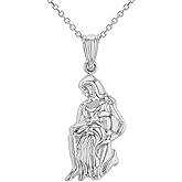 High Polish 14k White Gold 3D Aquarius Water-Bearer Zodiac Sign Charm Pendant Necklace