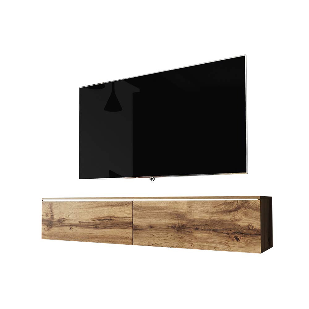Selsey-Kane-Mueble-TV-FlotanteMesa-TVMueble-para-SalonMueble-TV-Suspendido-140-cm-con-LED-Roble-Dorado