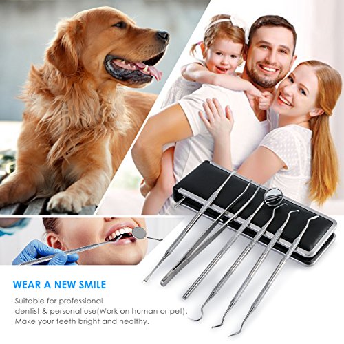 Eurobuy 6 PCS Dental Tools Kit,Dental Cleaning Tools Kit for Home Use to Remove Plaque,Tooth Pick, Dental Scaler, teeth Hygienist tool Stainless Steel Dental Pick Probe(FBA) - Thumbnail 6