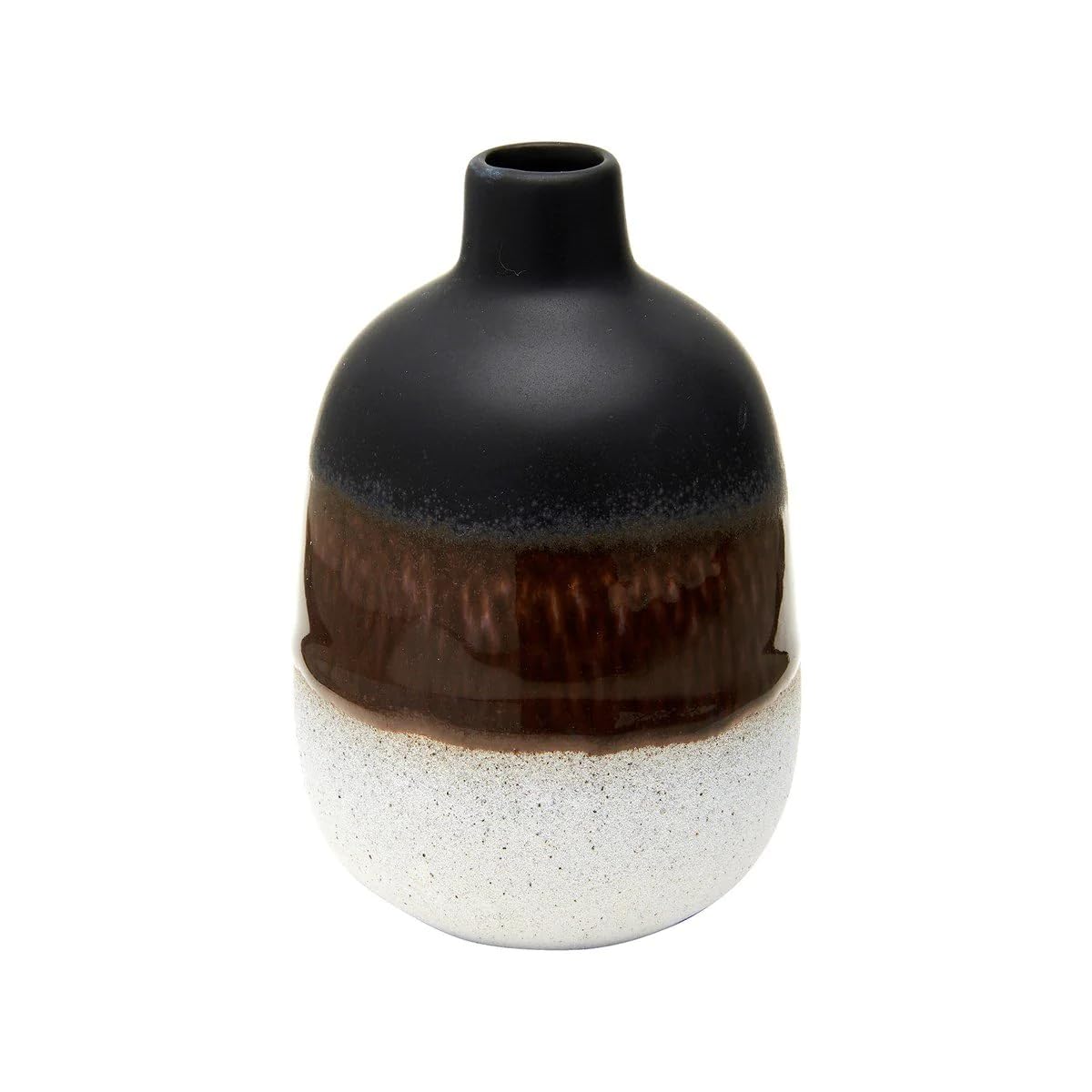 Sass & Belle Mojave Glaze Black Vase - Small Ceramic Vase for Table Decoration Modern Home Decor Accent Piece Decorative Flower Vases for House Gifts designed by Sass and Belle