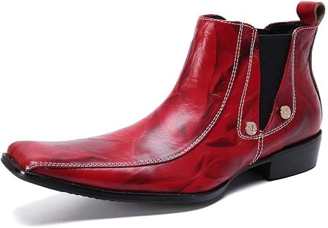 Amazon.com: Rui Landed - Botines para hombre, piel auténtica, estilo  chelsea, color rojo, tamaño: 6 M EE. UU.: Home \u0026 Kitchen